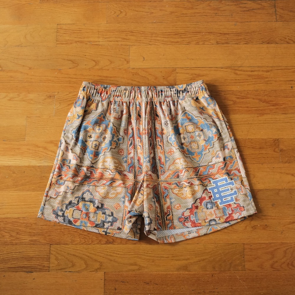 Eric Emanuel EE Basic Short Mens Tan Carpet Print Streetwear XXL Mesh Basketball